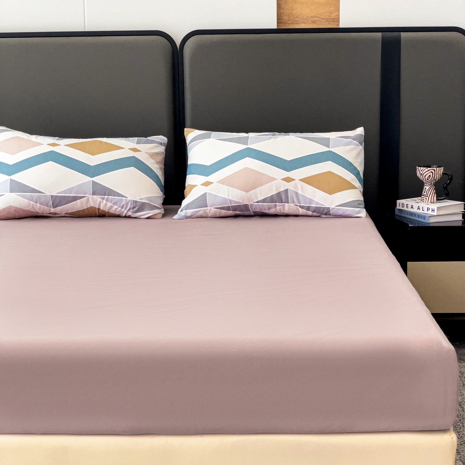 Imagen de Juego de sábanas Juego de sábanas 4 piezas con patrón geométrico en color Cama 90 de Meishida
